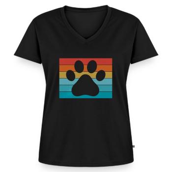 Hunde Hundepfote Hundeliebe Bunt - Frauen Premium Bio T-Shirt mit V-Ausschnitt - Schwarz - Vorne - AI Model Female 172 light (172cm)