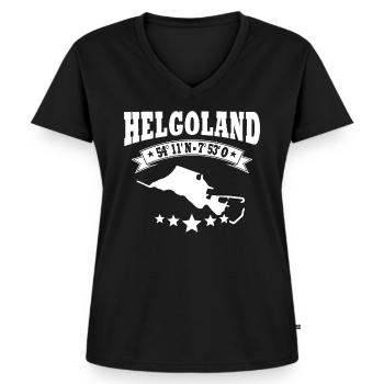 Helgoland Insel Koordinaten Helgoländer - Frauen Premium Bio T-Shirt mit V-Ausschnitt - Schwarz - Vorne - AI Model Female 172 light (172cm)