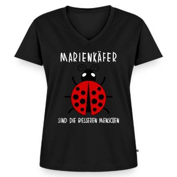 Marienkäfer lustig - Frauen Premium Bio T-Shirt mit V-Ausschnitt - Schwarz - Vorne - AI Model Female 172 light (172cm)