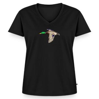Stockente Erpel I - Frauen Premium Bio T-Shirt mit V-Ausschnitt - Schwarz - Vorne - AI Model Female 172 light (172cm)