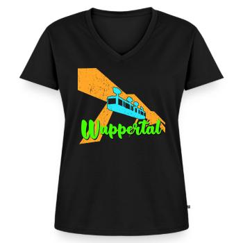 Wupptertaler Schwebebahn Bahn Wuppertal - Women's Premium Organic V-neck T-shirt - black - Front - AI Model Female 172 light (172cm)