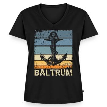 Baltrum Souvenir Nordseeküste Anker - Frauen Premium Bio T-Shirt mit V-Ausschnitt - Schwarz - Vorne - AI Model Female 172 light (172cm)