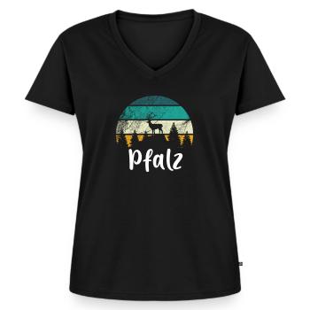Pfalz Pfälzer Rheinland-Pfalz Geschenk - Frauen Premium Bio T-Shirt mit V-Ausschnitt - Schwarz - Vorne - AI Model Female 172 light (172cm)