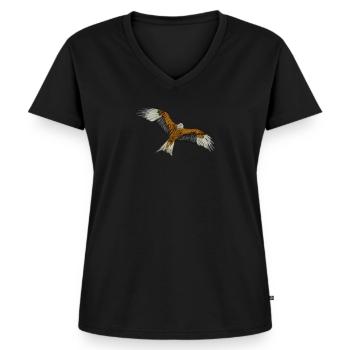 Rotmilan I Greifvogel Beizjagd Motiv für Falkner - Frauen Premium Bio T-Shirt mit V-Ausschnitt - Schwarz - Vorne - AI Model Female 172 light (172cm)