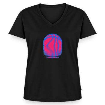 Ballon de basket-ball - T-shirt encolure en V Premium bio Femme - noir - Devant - AI Model Female 172 light (172cm)