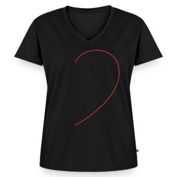 Half heart - Women's Premium Organic V-neck T-shirt - black - Front - AI Model Female 172 light (172cm)