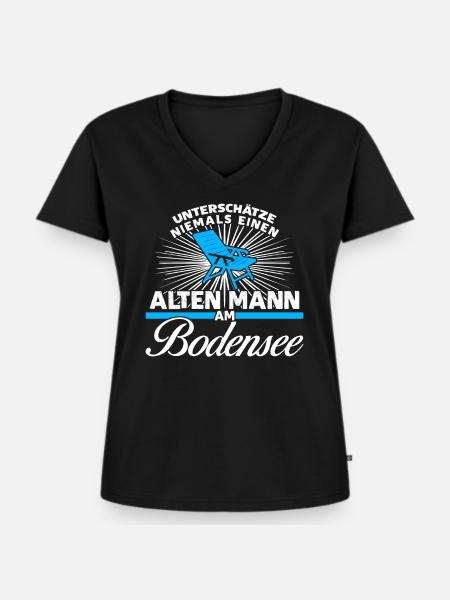 Bodensee Urlaub - Frauen Premium Bio T-Shirt mit V-Ausschnitt - Schwarz