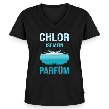 Schwimmer Schwimmlehrer Lustiger Spruch Schwimmen - Frauen Premium Bio T-Shirt mit V-Ausschnitt - Schwarz - Vorne - AI Model Female 172 light (172cm)