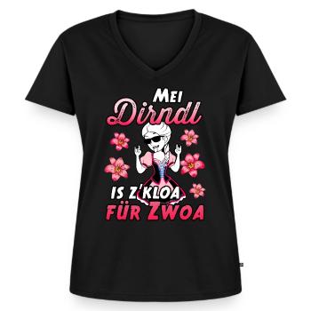 Mei Dirndl is z kloa für Zwoa Damen Trachten Shirt - Frauen Premium Bio T-Shirt mit V-Ausschnitt - Schwarz - Vorne - AI Model Female 172 light (172cm)