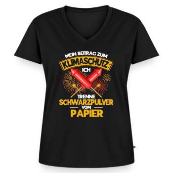 Feuerwerk Feuerwerker Pyrotechniker Geschenk - Frauen Premium Bio T-Shirt mit V-Ausschnitt - Schwarz - Vorne - AI Model Female 172 light (172cm)