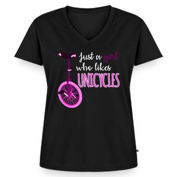 Einrad Ich mag Einräder Einradfahrerin - Frauen Premium Bio T-Shirt mit V-Ausschnitt - Schwarz - Vorne - AI Model Female 172 light (172cm)