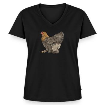 Brahma Hühner I Chicken Geflügel Motiv für - Frauen Premium Bio T-Shirt mit V-Ausschnitt - Schwarz - Vorne - AI Model Female 172 light (172cm)