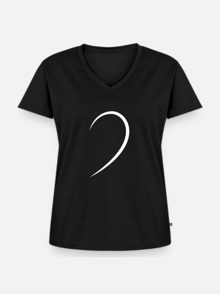 Idea regalo bianca a mezzo cuore - Maglietta ecologica premium da donna con scollo a V - nero