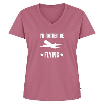 Flugzeug Pilot Flughafen fliegen Flieger Geschenk - Frauen Premium Bio T-Shirt mit V-Ausschnitt - Mauve - Vorne - AI Model Female 172 dark (172cm)
