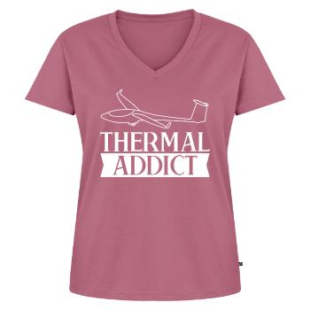 Segelflug Segelflugzeug Segelflieger - Frauen Premium Bio T-Shirt mit V-Ausschnitt - Mauve - Vorne - AI Model Female 172 dark (172cm)