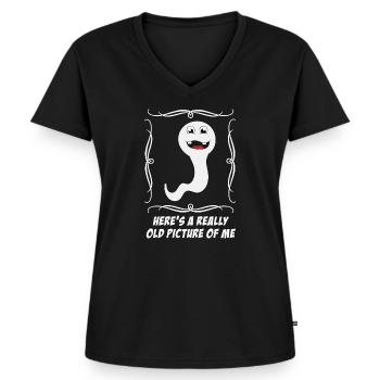 "Voici une image vraiment ancienne de moi" - T-shirt encolure en V Premium bio Femme - noir - Devant - AI Model Female 172 light (172cm)