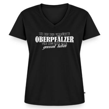 Oberpfalz Pfalz verrückter Oberpfälzer - Frauen Premium Bio T-Shirt mit V-Ausschnitt - Schwarz - Vorne - AI Model Female 172 light (172cm)