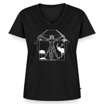 Chasser - T-shirt encolure en V Premium bio Femme - noir - Devant - AI Model Female 172 light (172cm)