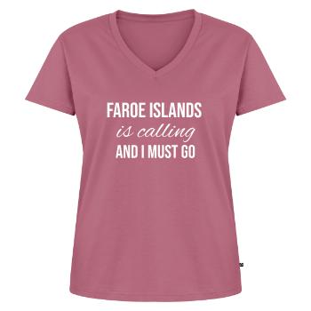 Faroe Islands - Frauen Premium Bio T-Shirt mit V-Ausschnitt - Mauve - Vorne - AI Model Female 172 dark (172cm)