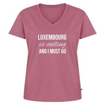 Luxemburg - Frauen Premium Bio T-Shirt mit V-Ausschnitt - Mauve - Vorne - AI Model Female 172 dark (172cm)