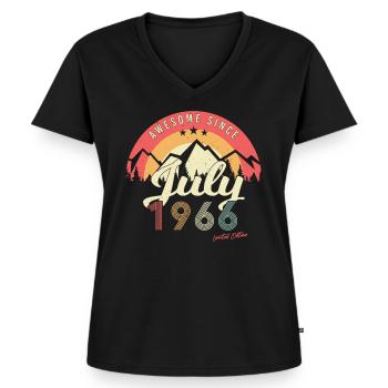 Vintage in July 1966 - Women's Premium Organic V-neck T-shirt - black - Front - AI Model Female 172 light (172cm)