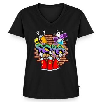 Rom Roma Italien Graffiti Spray Sprayer Spraydosen - Frauen Premium Bio T-Shirt mit V-Ausschnitt - Schwarz - Vorne - AI Model Female 172 light (172cm)