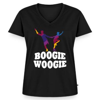 Boogie Woogie Tänzer Tanzen Swing - Frauen Premium Bio T-Shirt mit V-Ausschnitt - Schwarz - Vorne - AI Model Female 172 light (172cm)