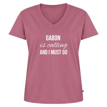 Gabon - Women's Premium Organic V-neck T-shirt - mauve - Front - AI Model Female 172 dark (172cm)