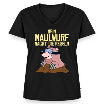 Maulwurf Maulwurfshügel Mole Maulwürfe - Frauen Premium Bio T-Shirt mit V-Ausschnitt - Schwarz - Vorne - AI Model Female 172 light (172cm)