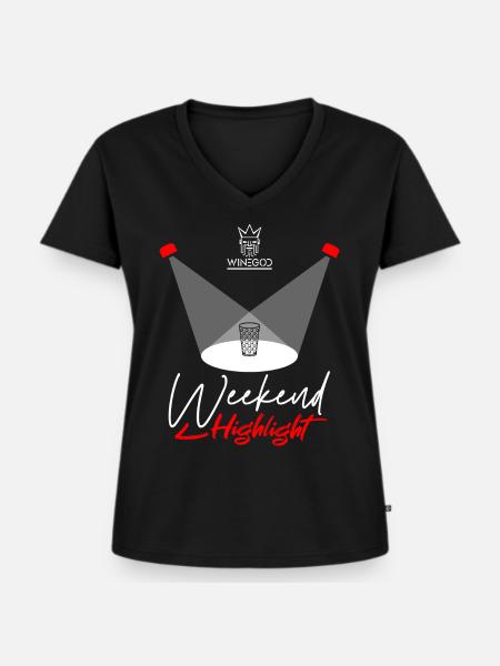 Weinschorle Weekend Highlight - Frauen Premium Bio T-Shirt mit V-Ausschnitt - Schwarz