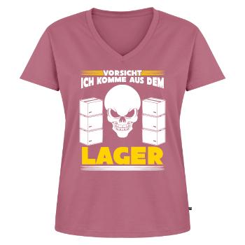 Lagerist Lager Logistiker Lagerarbeiter - Frauen Premium Bio T-Shirt mit V-Ausschnitt - Mauve - Vorne - AI Model Female 172 dark (172cm)
