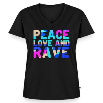 Raver Festival Hardtekk Techno Rave - Frauen Premium Bio T-Shirt mit V-Ausschnitt - Schwarz - Vorne - AI Model Female 172 light (172cm)