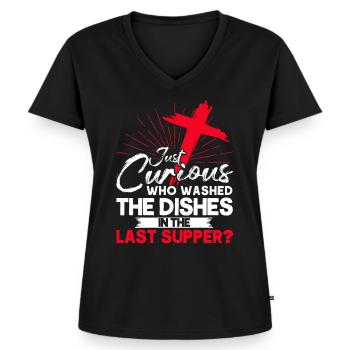 Jesus Bibel Christlich Religiös Kirche Geschenk - Frauen Premium Bio T-Shirt mit V-Ausschnitt - Schwarz - Vorne - AI Model Female 172 light (172cm)