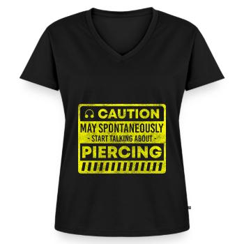 Bague de profession de piercing - T-shirt encolure en V Premium bio Femme - noir - Devant - AI Model Female 172 light (172cm)