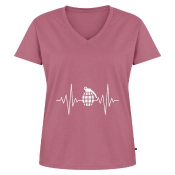 Mon cœur dort pour la conception de grenades à main - T-shirt encolure en V Premium bio Femme - mauve - Devant - AI Model Female 172 dark (172cm)