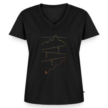 Modern Skifahrer Skilift Winter Urlaub - Frauen Premium Bio T-Shirt mit V-Ausschnitt - Schwarz - Vorne - AI Model Female 172 light (172cm)