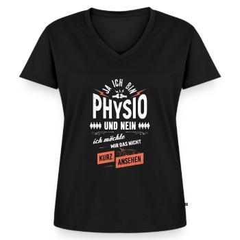 Ja ich bin Physio nein nicht ansehen - Frauen Premium Bio T-Shirt mit V-Ausschnitt - Schwarz - Vorne - AI Model Female 172 light (172cm)
