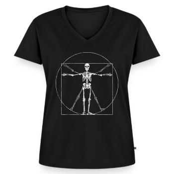 Anthropologie Skelett Mensch - Frauen Premium Bio T-Shirt mit V-Ausschnitt - Schwarz - Vorne - AI Model Female 172 light (172cm)