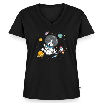 Border collie - Ekologisk premium-T-shirt med V-ringning dam - svart - Fram - AI Model Female 172 light (172cm)