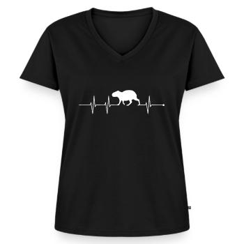 Capybara - Frauen Premium Bio T-Shirt mit V-Ausschnitt - Schwarz - Vorne - AI Model Female 172 light (172cm)