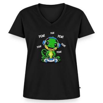Chameleon - Women's Premium Organic V-neck T-shirt - black - Front - AI Model Female 172 light (172cm)
