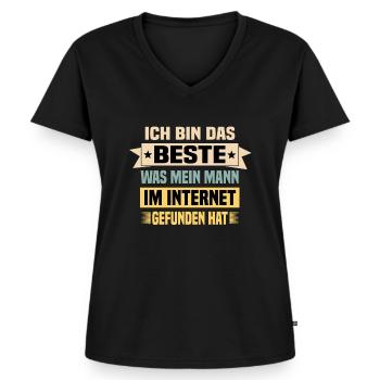 Spruch Ehe Mann - Frauen Premium Bio T-Shirt mit V-Ausschnitt - Schwarz - Vorne - AI Model Female 172 light (172cm)