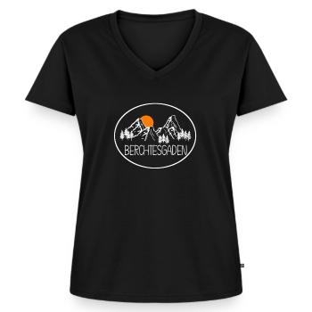 Berchtesgaden - Frauen Premium Bio T-Shirt mit V-Ausschnitt - Schwarz - Vorne - AI Model Female 172 light (172cm)