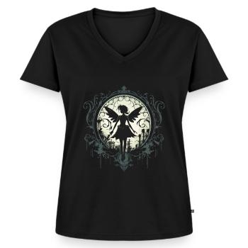 Fée onirique dans un monde féerique magique - symbole - T-shirt encolure en V Premium bio Femme - noir - Devant - AI Model Female 172 light (172cm)
