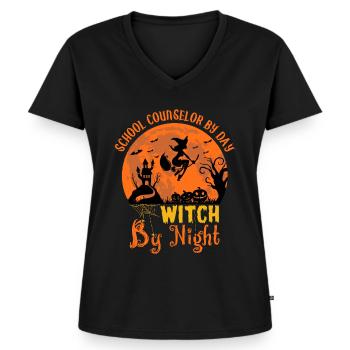 Halloween Hexe Mond für Schuldirektor und Lehrer - Frauen Premium Bio T-Shirt mit V-Ausschnitt - Schwarz - Vorne - AI Model Female 172 light (172cm)