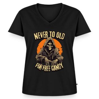 Grim Reaper Halloween Full Moon - Trick or Treat - Women's Premium Organic V-neck T-shirt - black - Front - AI Model Female 172 light (172cm)