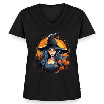 Halloween Mystisk heks i fuldmånens skær - Premium økologisk T-shirt til kvinder - sort - Foran - AI Model Female 172 light (172cm)