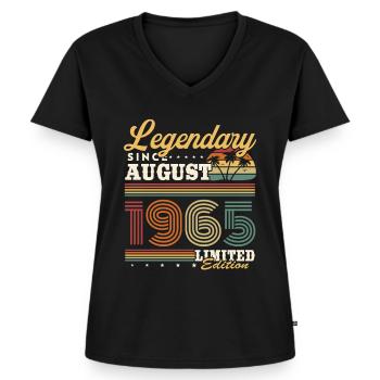 Legendary since August 1965 vintage birthday - Women's Premium Organic V-neck T-shirt - black - Front - AI Model Female 172 light (172cm)