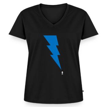 Gewitter - Blitz - Blitzschlag - Strichmännchen 9 - Frauen Premium Bio T-Shirt mit V-Ausschnitt - Schwarz - Vorne - AI Model Female 172 light (172cm)