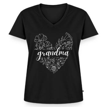 Oma. Oma Geschenk - Frauen Premium Bio T-Shirt mit V-Ausschnitt - Schwarz - Vorne - AI Model Female 172 light (172cm)